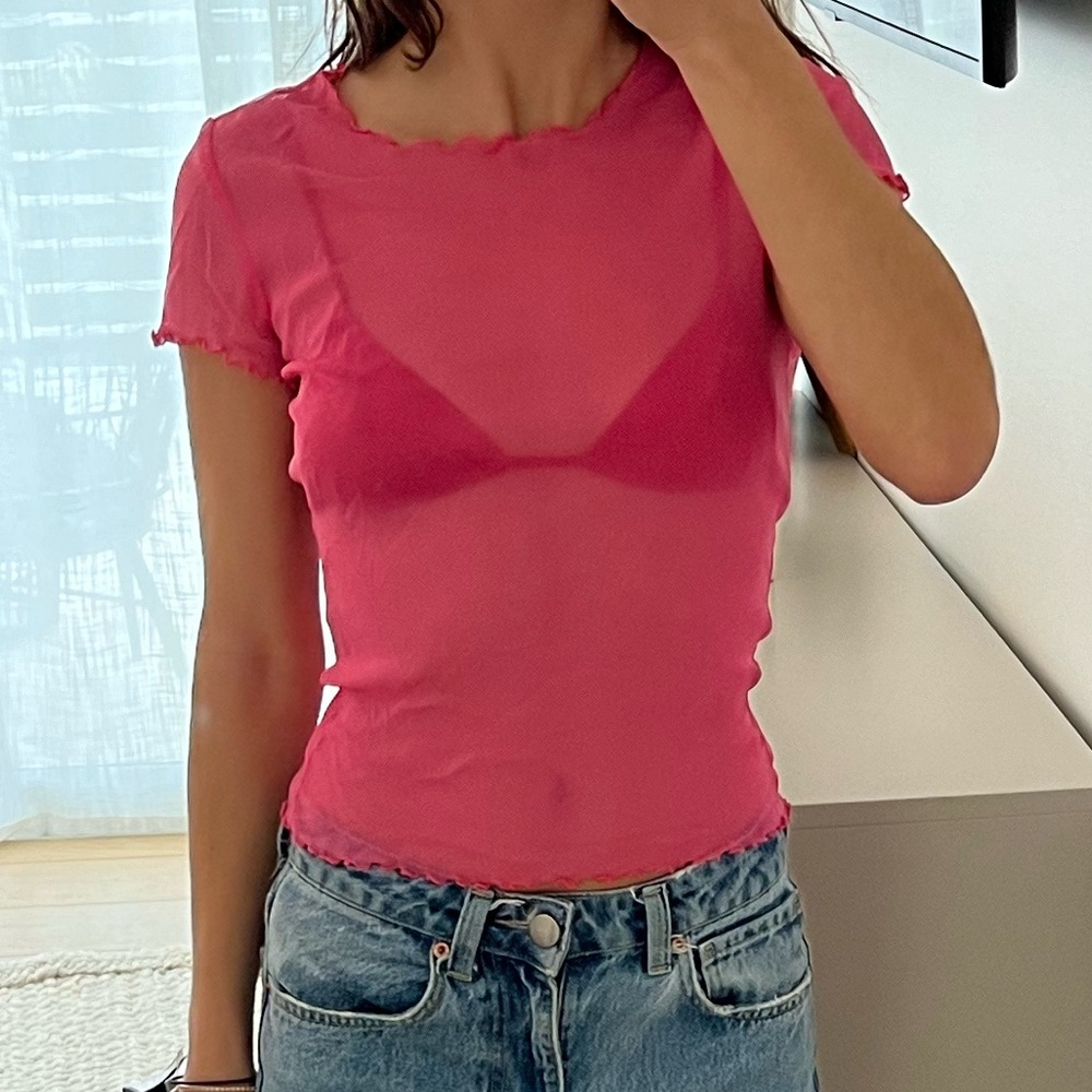 Priscavera Mesh Baby Tee - Pink